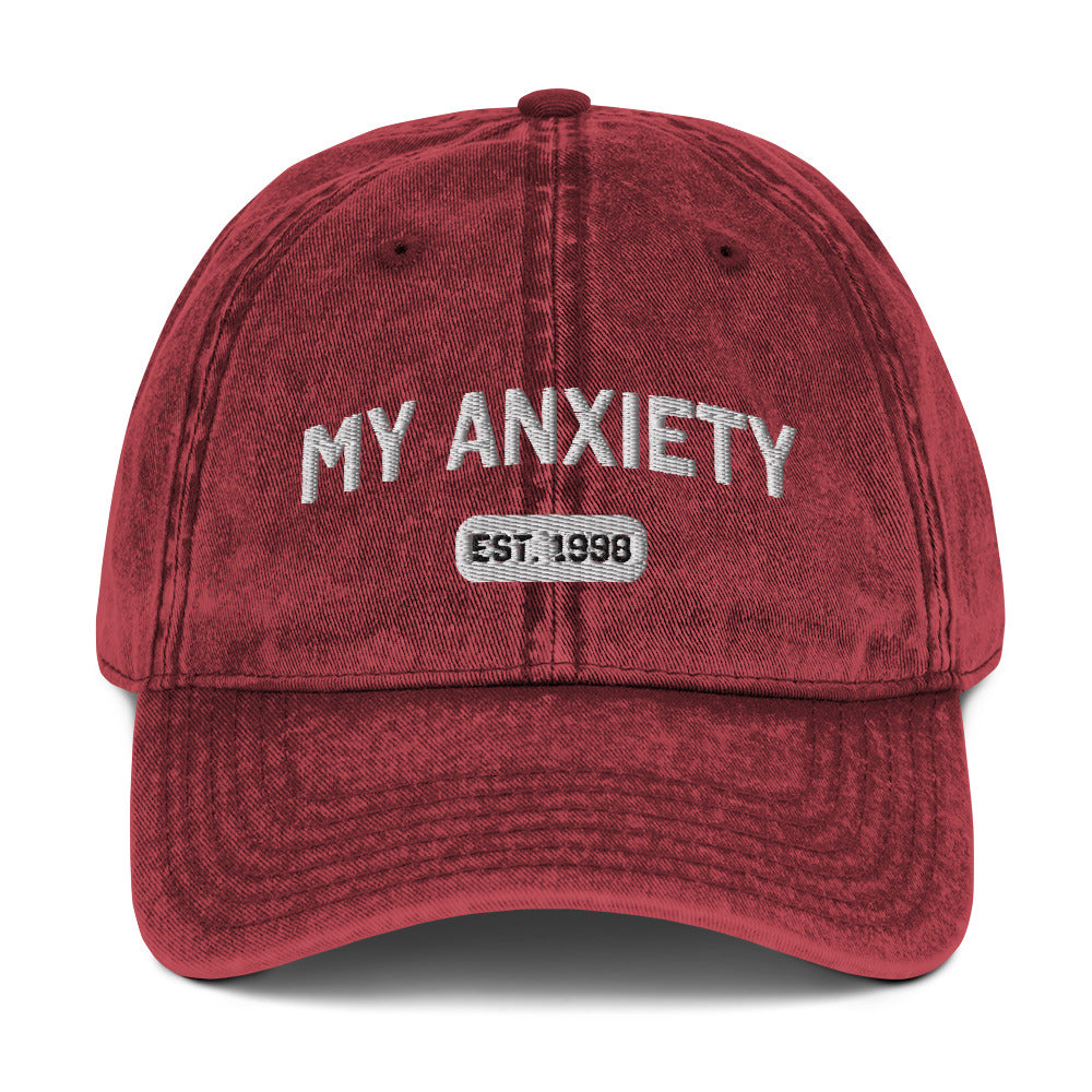 My Anxiety (Est.) Custom Vintage Cotton Twill Cap