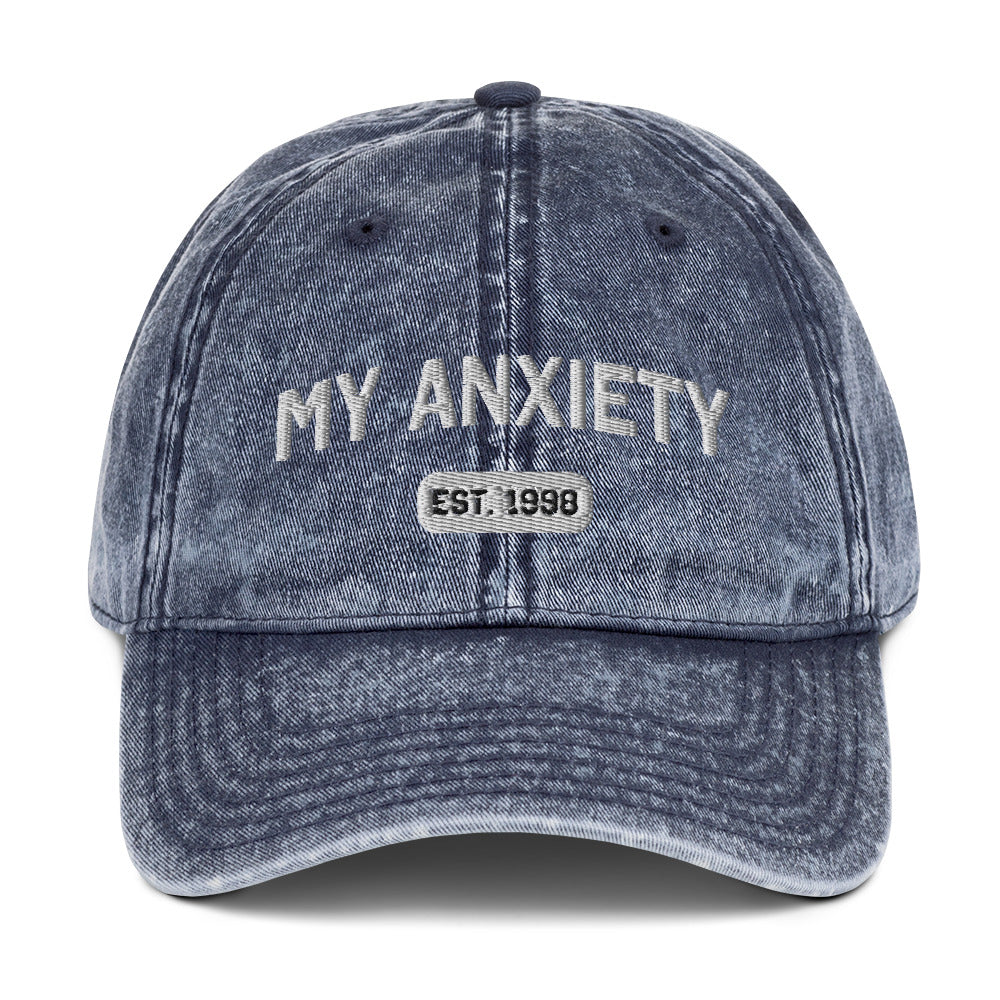 My Anxiety (Est.) Custom Vintage Cotton Twill Cap